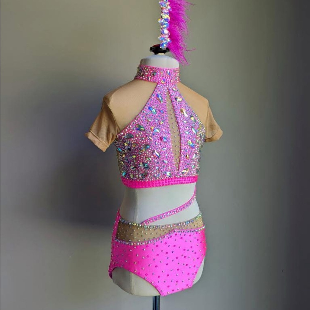 Pink Rhinestone Dance Costume - Picture 4 of 7